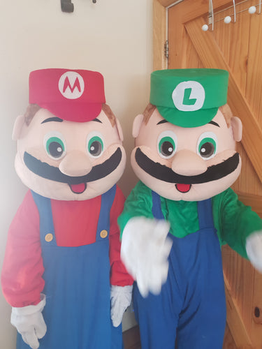 Mario and Luigi mascot adult sized costumes for kids parties