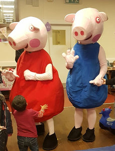 Peppa and George Pig Pepper fancy dress costume self-hire service in the UK.  Brilliant for self-wear party entertainment.  Suitable for Birthday parties, Childrens entertainment, Events, Shop openings, Schools, Celebrations and surprises.