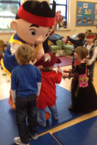 Jake neverland pirates Disney Channel Kids TV character mascot fancy dress costume hire for kids parties