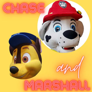 SUPER PLUSH - PAW PATROL CHASE / MARSHALL Mascot Fancy Dress Costume Hire