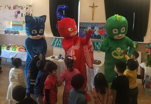PJ Masks Gekko Catboy Owlette Fancy dress mascot costume hire party service in the UK