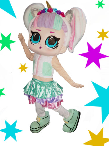 LOL DOLL Childrens Fancy dress mascot costume character hire party service in the UK