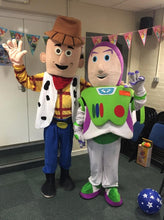 Load image into Gallery viewer, WOODY and BUZZ Lightyear Toy Story Adult Mascot Fancy Dress Costume Hire